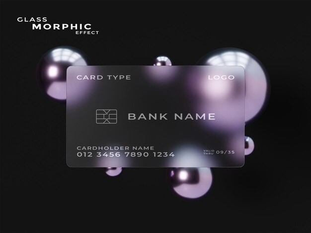 PSD glass morphism card mockup template