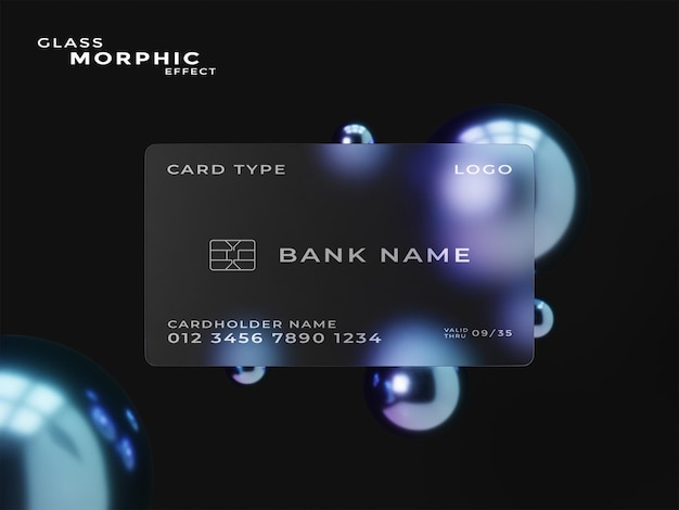 PSD glass morphism card mockup template