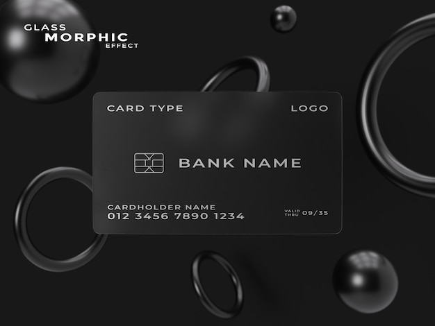 PSD glass morphism card mockup template