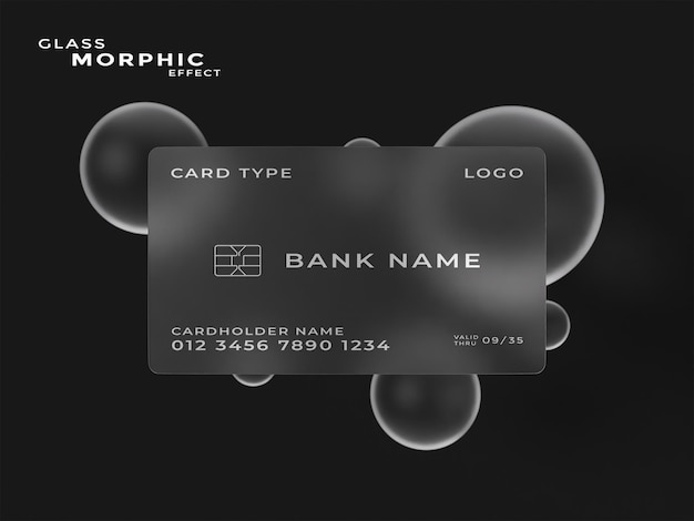 Glass morphism card mockup template