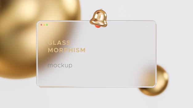 Morfismo del vetro gradiente mockup ui ux 3d sfondo bianco