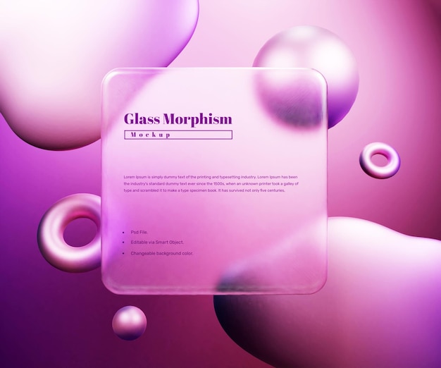 Glass morphism interface presentation mockup with gradient background