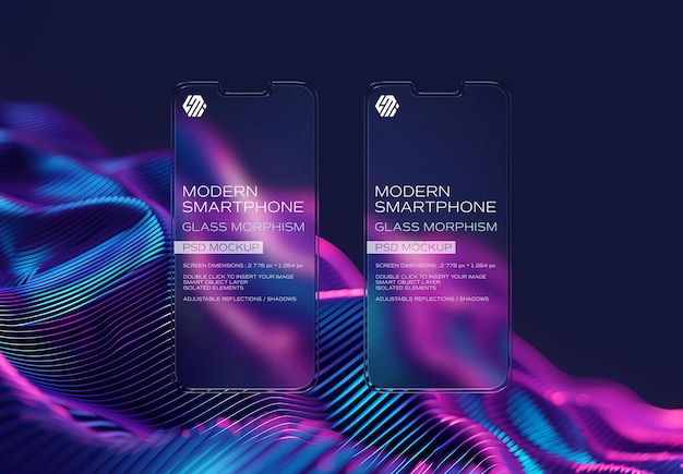 PSD glass morphism mobile phone mockup