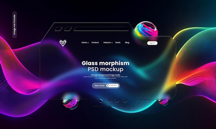 PSD glass morphism mockup