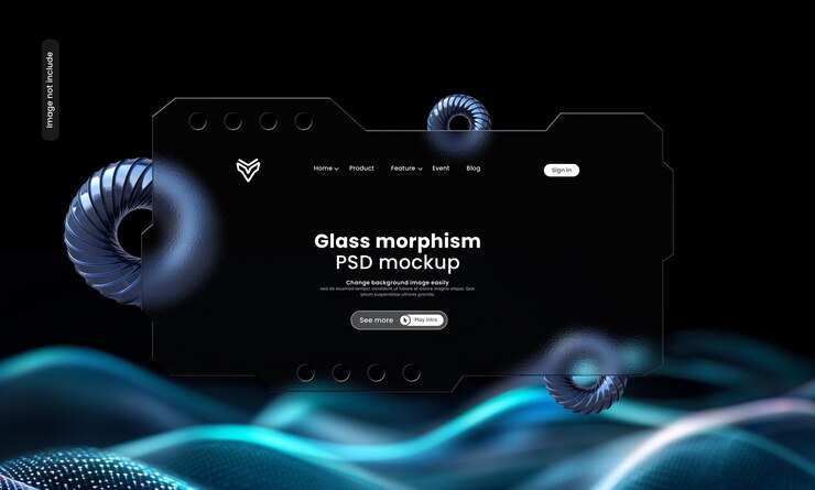 PSD glass morphism mockup