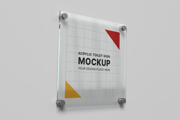 Glass office corporate signage plate mock up template clear printing board for branding logo tran