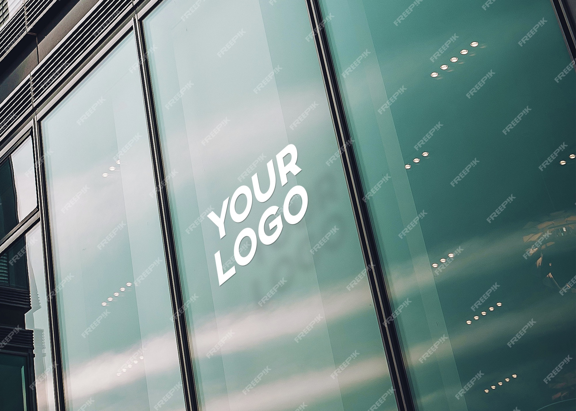 Premium PSD | Glass office logo mockup