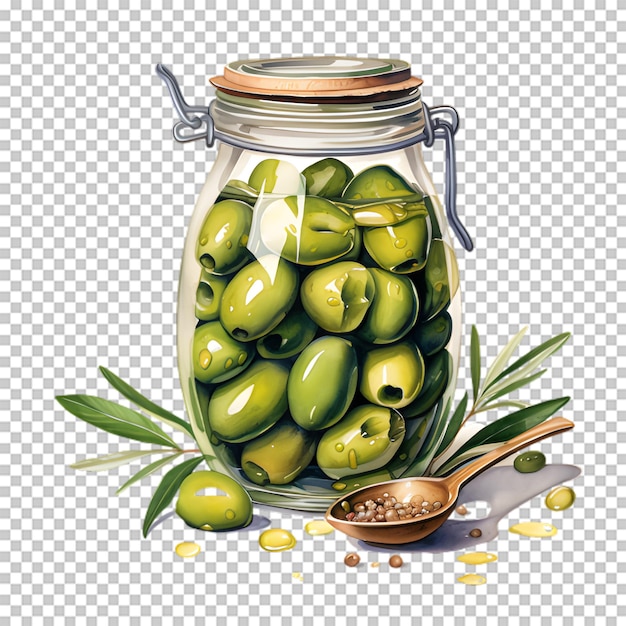 PSD glass olive isolated on transparent background