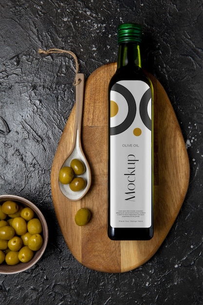 PSD glass olive oil bottle mock-up