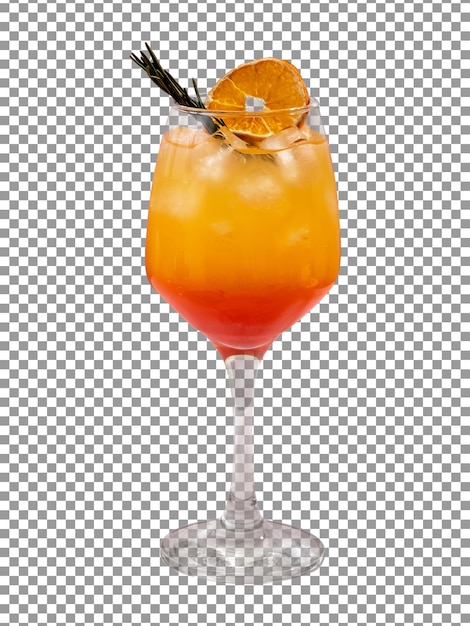 PSD a glass of orange cocktail with a slice of orange on a transparent background