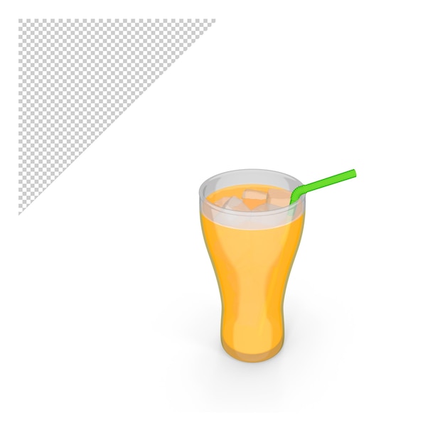 PSD glass of orange juice cartoon png