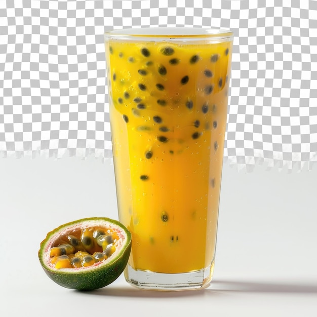 PSD a glass of orange juice next to a lime and a half a lime