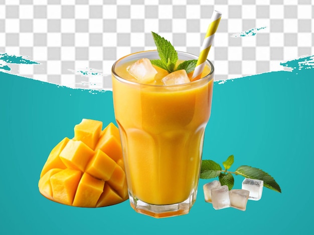Un bicchiere di succo d'arancia con una cannuccia e un po' di frutta