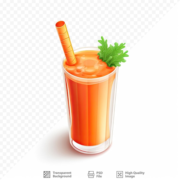 PSD a glass of orange juice with a straw and a straw.