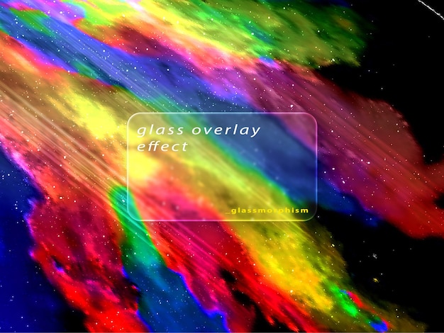 Glass Overlay Effect with Rainbow Colors and Abstract Design