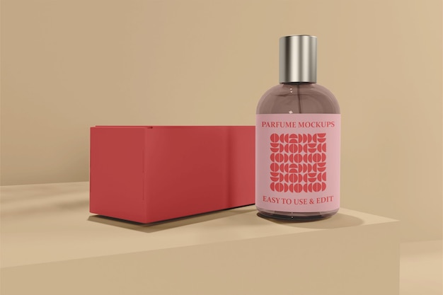 PSD glass packaging branded perfume bottle mockup