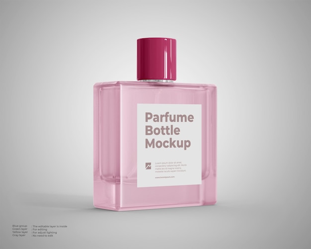 Glass perfume bottle mockup