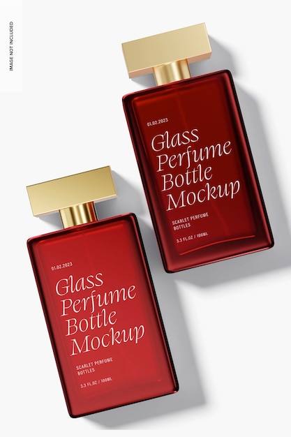 Glass perfume bottles mockup, top view