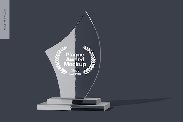 PSD glass plaque award mockup, front view