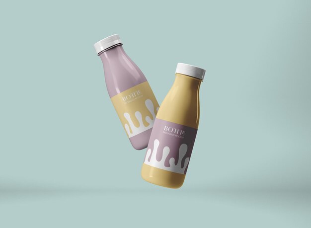 PSD glass plastic bottles packaging mockup