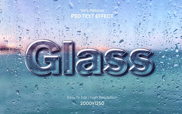 Glass psd text effect template