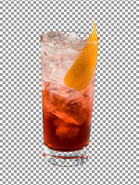 PSD a glass of red cocktail with an orange slice on transparent background