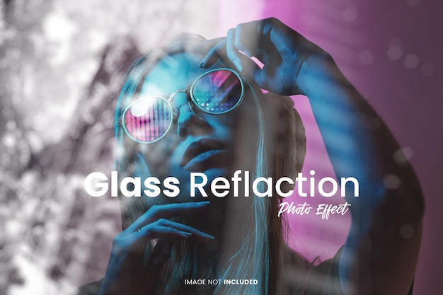 PSD glass reflaction photo efefct