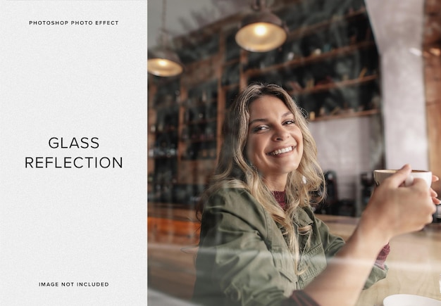 PSD glass reflection image effect mockup