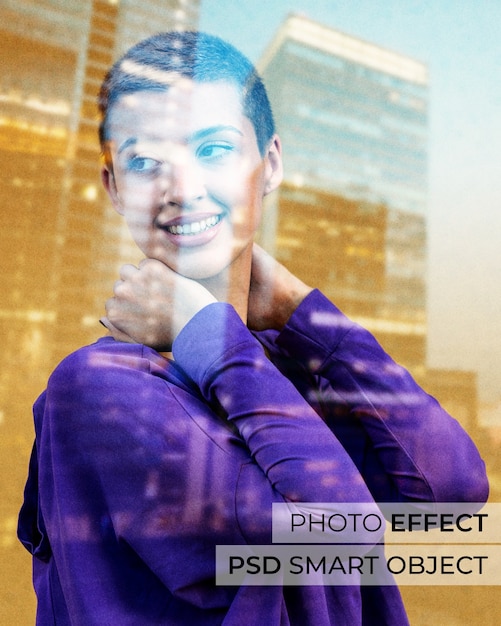 PSD glass reflection photo effect