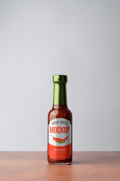 PSD glass sauce bottle mock-up design