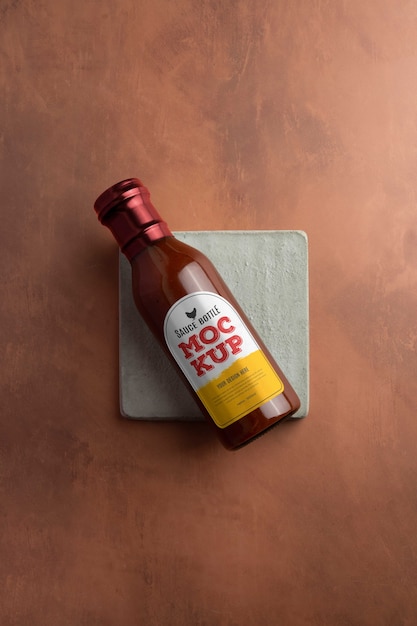 PSD glass sauce bottle mock-up design