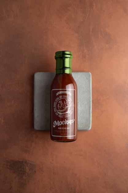 PSD glass sauce bottle mock-up design