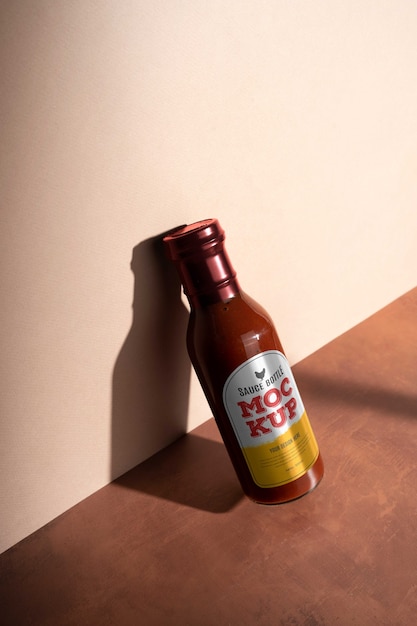 PSD glass sauce bottle mock-up design