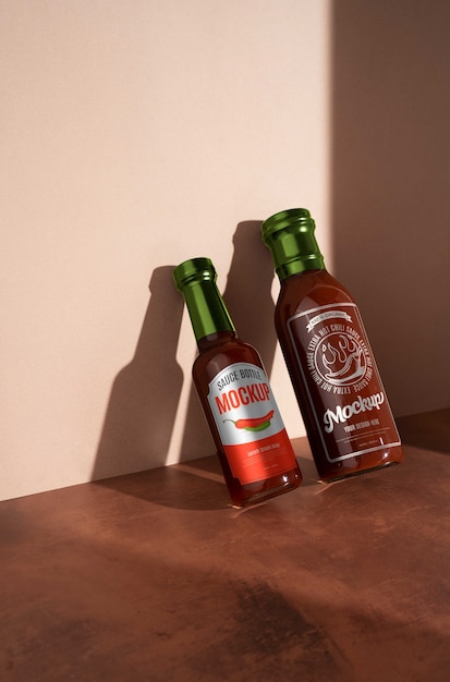 glass sauce bottle mock-up design