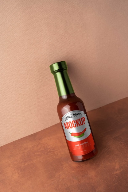 glass sauce bottle mock-up design