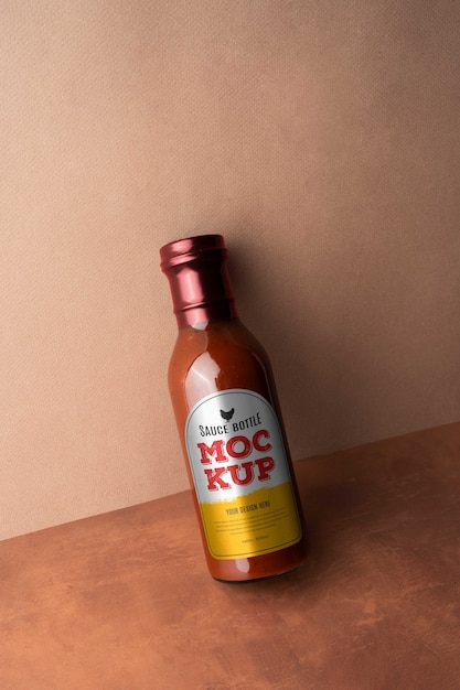 PSD glass sauce bottle mock-up design