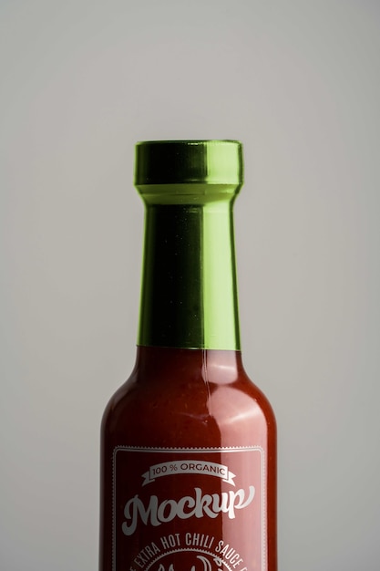 PSD glass sauce bottle mock-up design