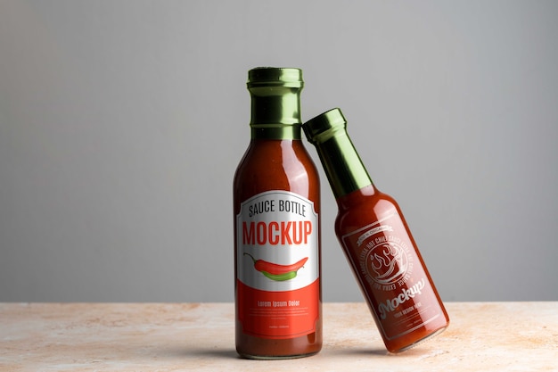 glass sauce bottle mock-up design