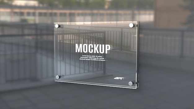 PSD glass signage board mockup