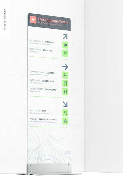 Glass signage totem mockup, front view