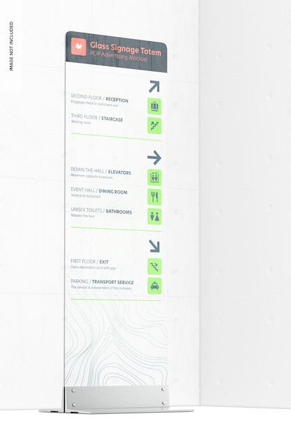 Glass Signage Totem Mockup, Front View