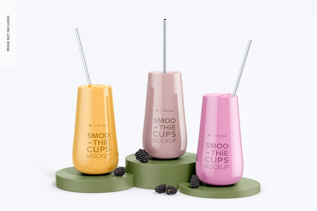 PSD glass smoothie cups mockup