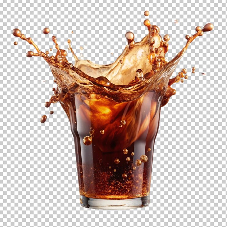 PSD a glass of soda with a bubble in it on transparent background