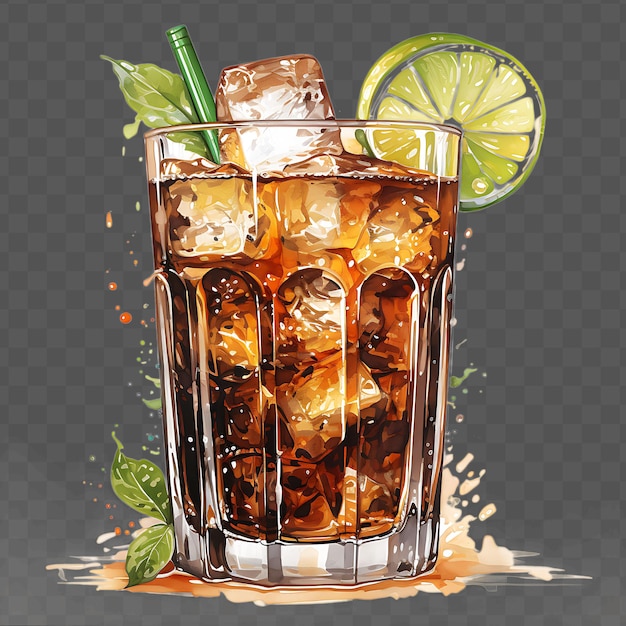 PSD a glass of soda with lime and lime