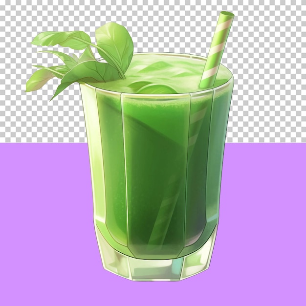 A glass of spinach juice isolated object transparent background