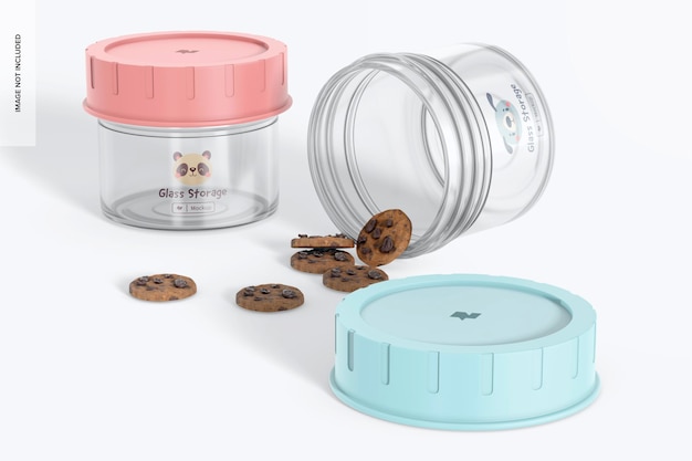 Glass Storage Jars Mockup, Standing and Dropped