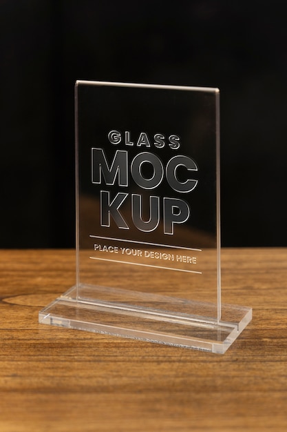 PSD glass table tent mockup design