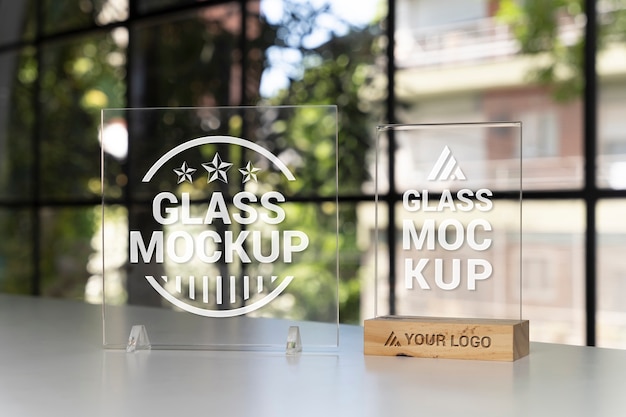 Glass table tent mockup design