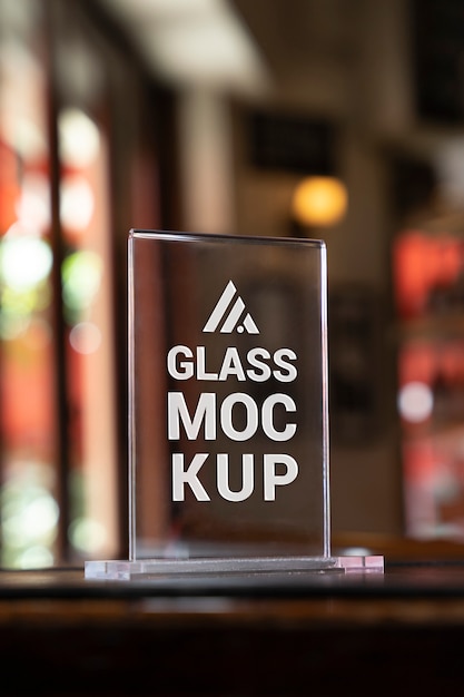 PSD glass table tent mockup design