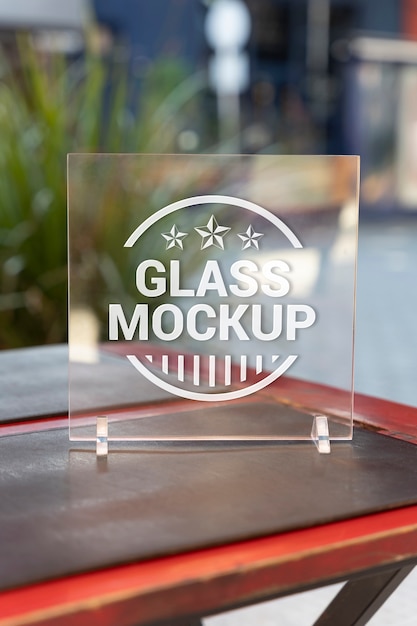 Glass table tent mockup design